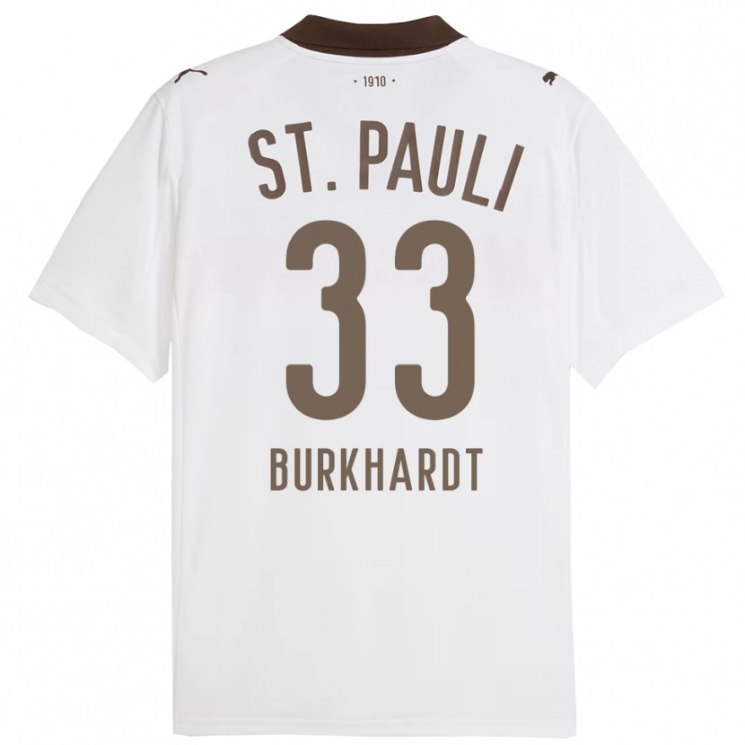 Danxen Homem Camisola Jannik Burkhardt #33 Branco Vermelho Alternativa 2025/26 Camisa