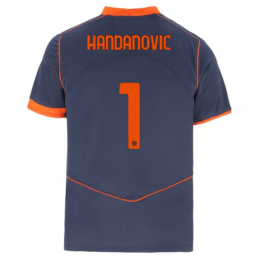 Danxen Homem Camisola Samir Handanovic #1 Cinza Laranja Terceiro 2025/26 Camisa
