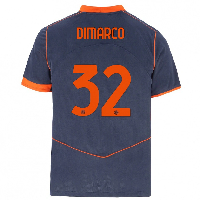 Danxen Homem Camisola Federico Dimarco #32 Cinza Laranja Terceiro 2025/26 Camisa
