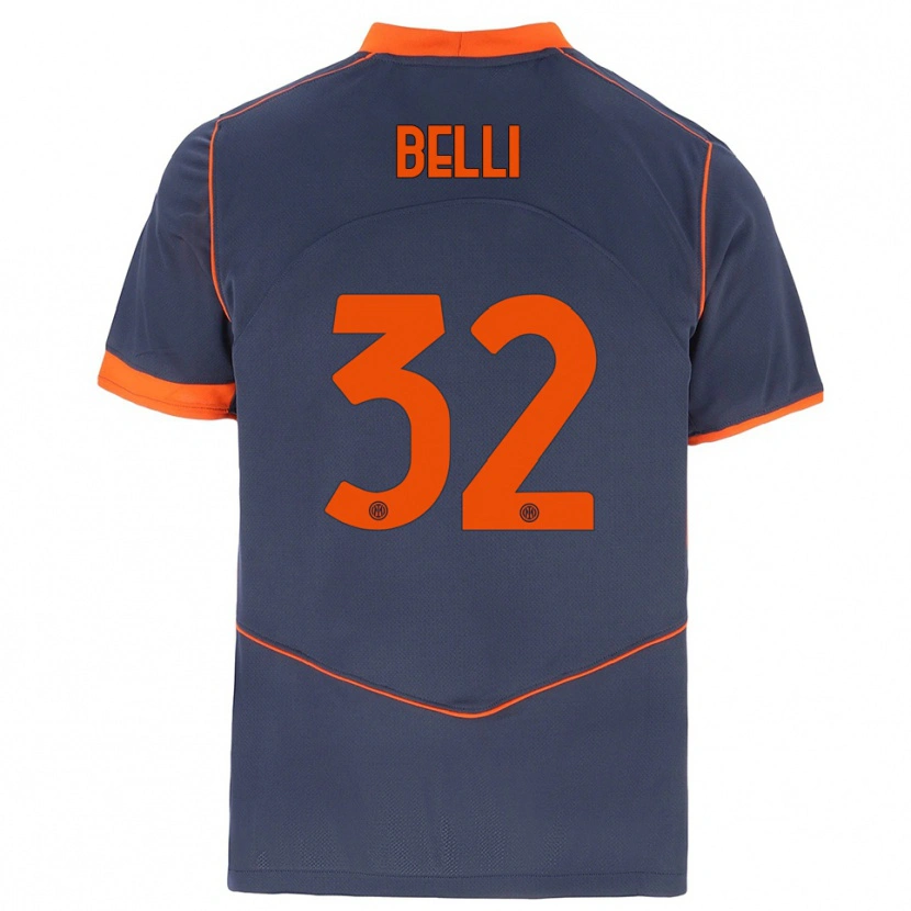 Danxen Homem Camisola Elena Belli #32 Cinza Laranja Terceiro 2025/26 Camisa