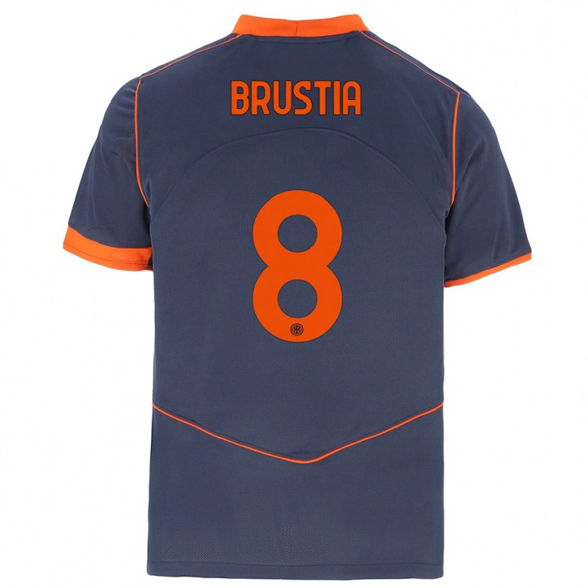 Danxen Homem Camisola Martina Brustia #8 Cinza Laranja Terceiro 2025/26 Camisa