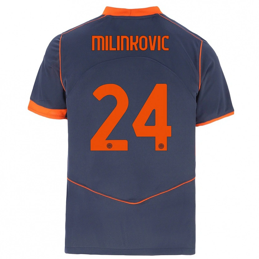 Danxen Homem Camisola Marija Milinković #24 Cinza Laranja Terceiro 2025/26 Camisa