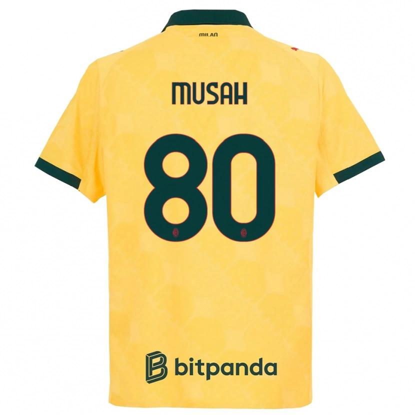 Danxen Homem Camisola Yunus Musah #80 Amarelo Preto Terceiro 2025/26 Camisa