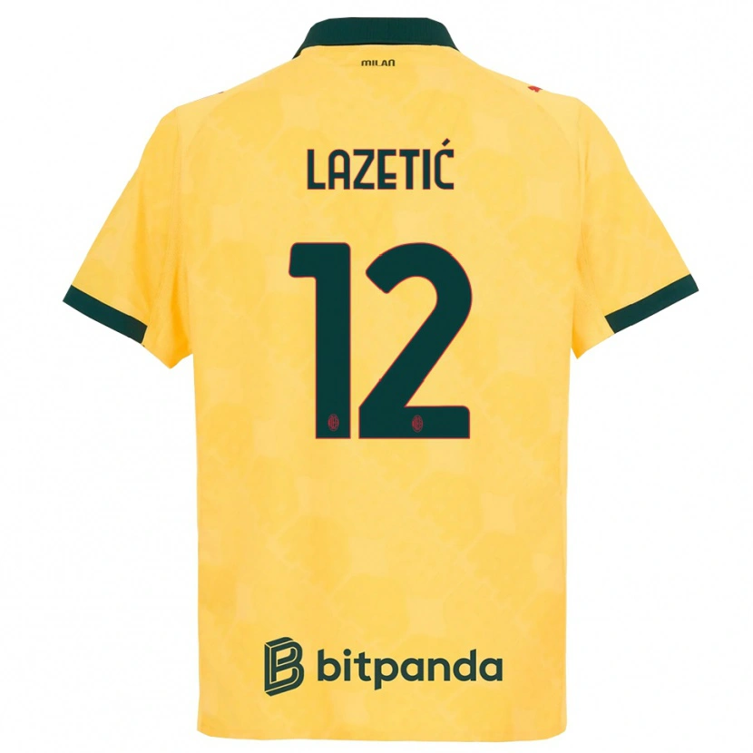 Danxen Homem Camisola Marko Lazetić #12 Amarelo Preto Terceiro 2025/26 Camisa