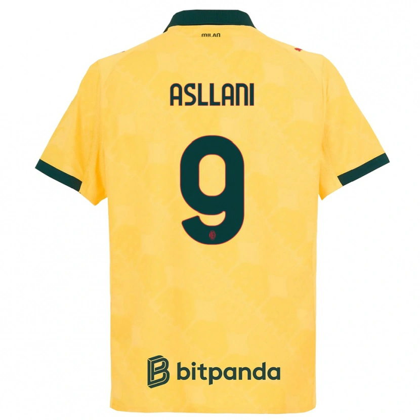 Danxen Homem Camisola Kosovare Asllani #9 Amarelo Preto Terceiro 2025/26 Camisa
