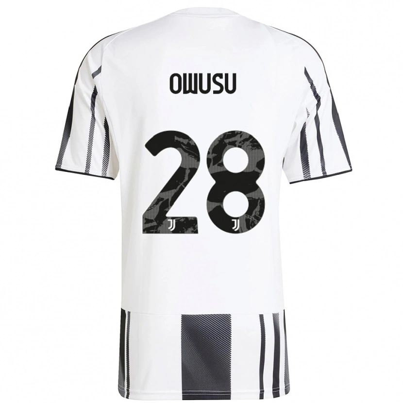 Danxen Mulher Camisola Augusto Owusu #28 Branco Preto Principal 2025/26 Camisa