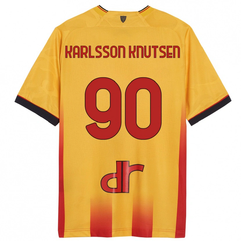 Danxen Mulher Camisola Storm Karlsson Knutsen #90 Amarelo Laranja Principal 2025/26 Camisa