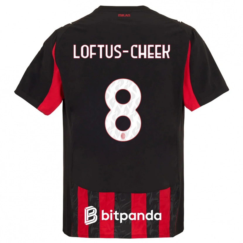 Danxen Mulher Camisola Ruben Loftus-Cheek #8 Vermelho Preto Principal 2025/26 Camisa