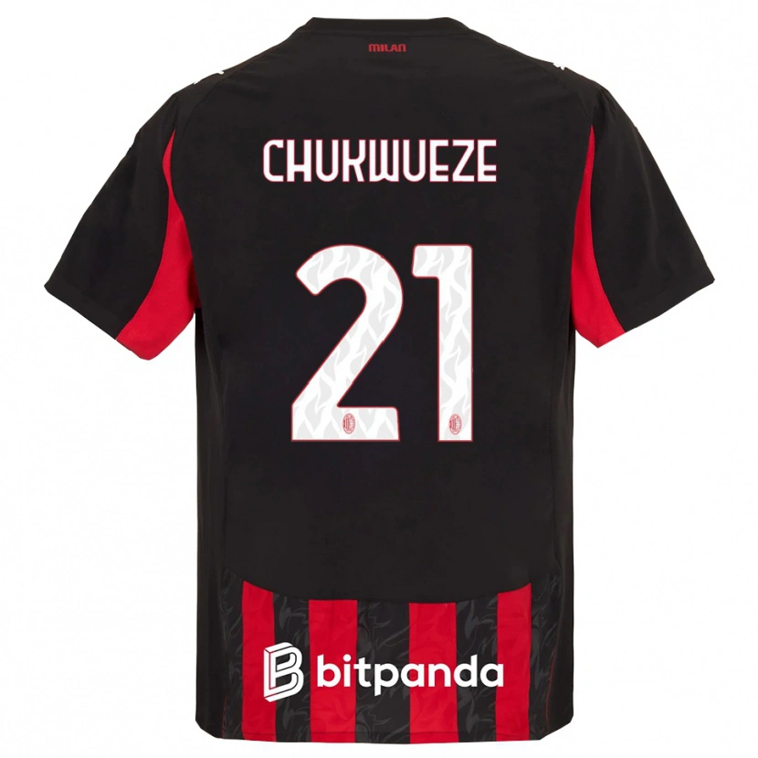 Danxen Mulher Camisola Samuel Chukwueze #21 Vermelho Preto Principal 2025/26 Camisa