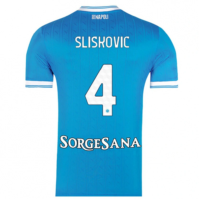 Danxen Mulher Camisola Gloria Slišković #4 Azul Celeste Branco Principal 2025/26 Camisa