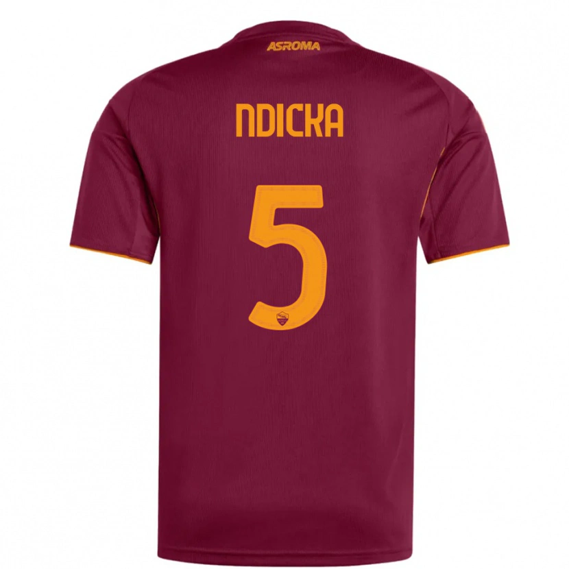 Danxen Mulher Camisola Evan Ndicka #5 Borgonha Laranja Principal 2025/26 Camisa