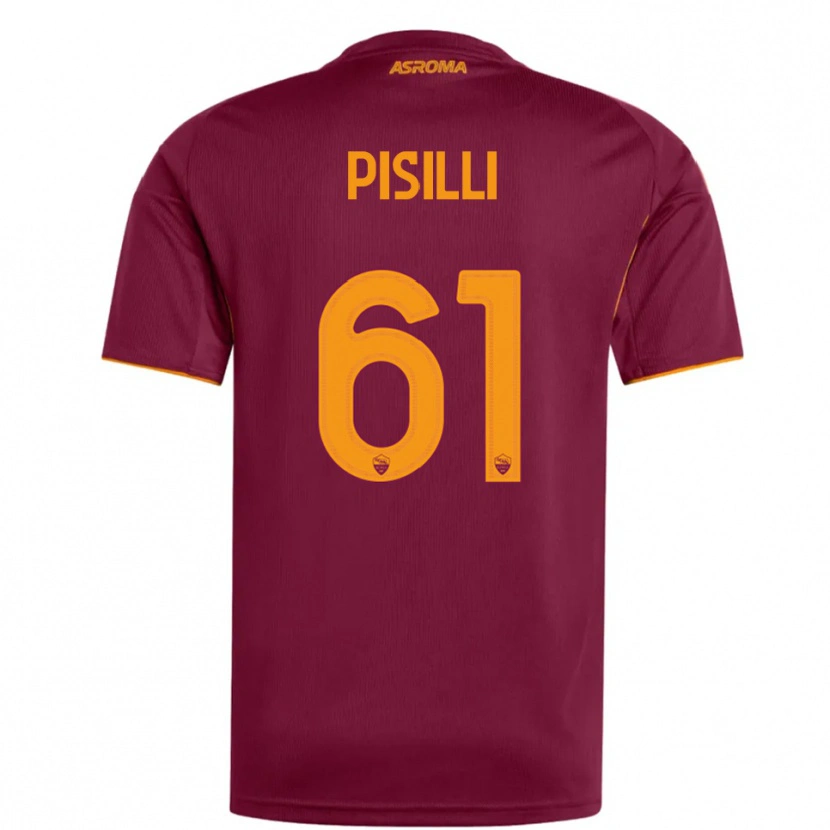 Danxen Mulher Camisola Niccolò Pisilli #61 Borgonha Laranja Principal 2025/26 Camisa