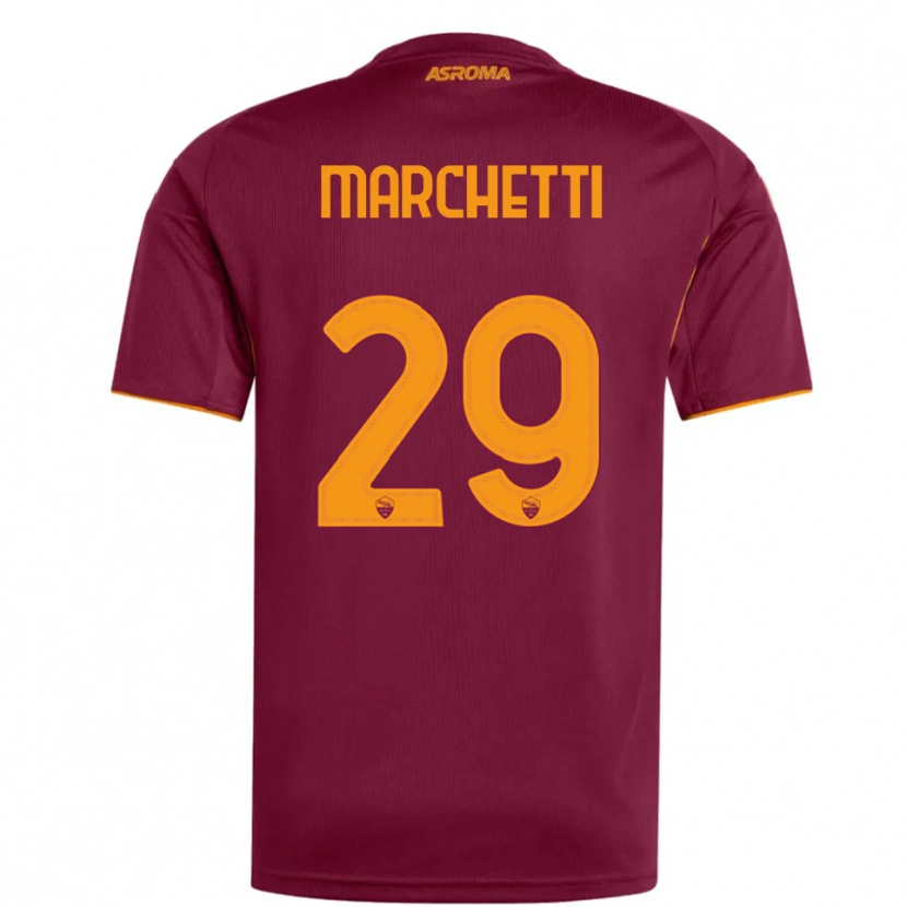Danxen Mulher Camisola Tommaso Marchetti #29 Borgonha Laranja Principal 2025/26 Camisa