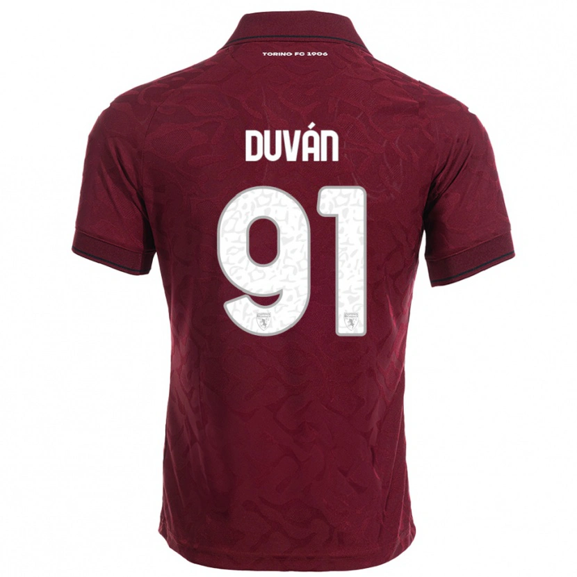 Danxen Mulher Camisola Duván Zapata #91 Borgonha Branco Principal 2025/26 Camisa