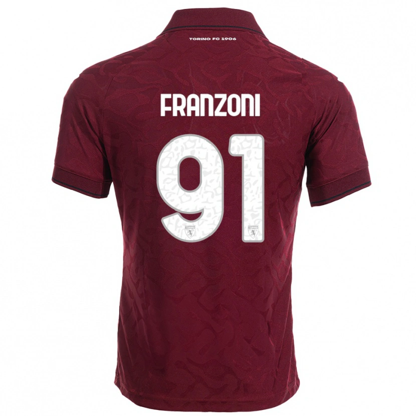 Danxen Mulher Camisola Nicolò Franzoni #91 Borgonha Branco Principal 2025/26 Camisa
