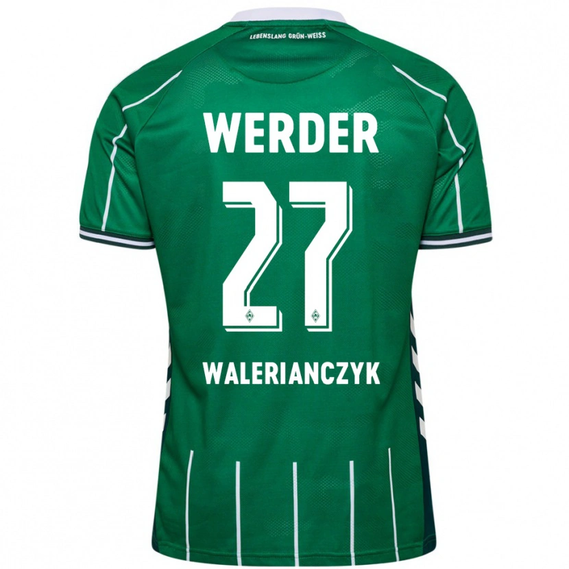 Danxen Mulher Camisola Dennis Walerianczyk #27 Verde Branco Principal 2025/26 Camisa