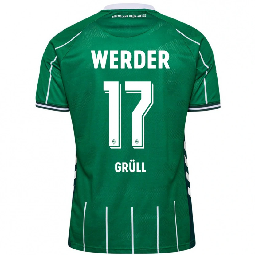 Danxen Mulher Camisola Marco Grüll #17 Verde Branco Principal 2025/26 Camisa