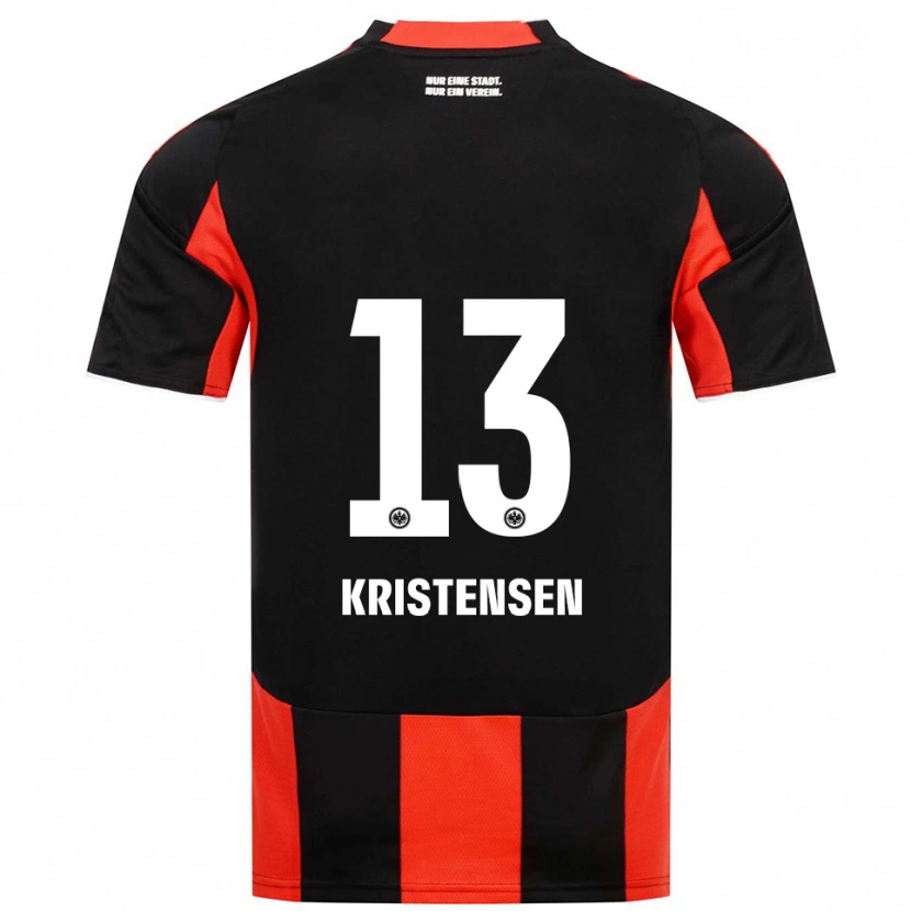Danxen Mulher Camisola Rasmus Kristensen #13 Preto Vermelho Principal 2025/26 Camisa