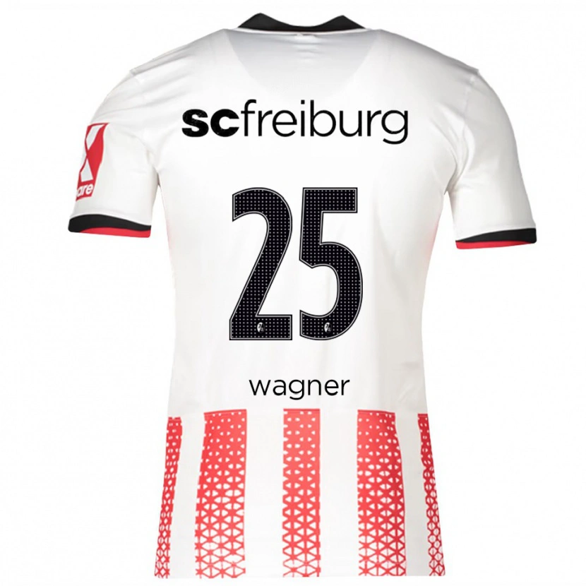 Danxen Mulher Camisola Noah Wagner #25 Branco Vermelho Principal 2025/26 Camisa