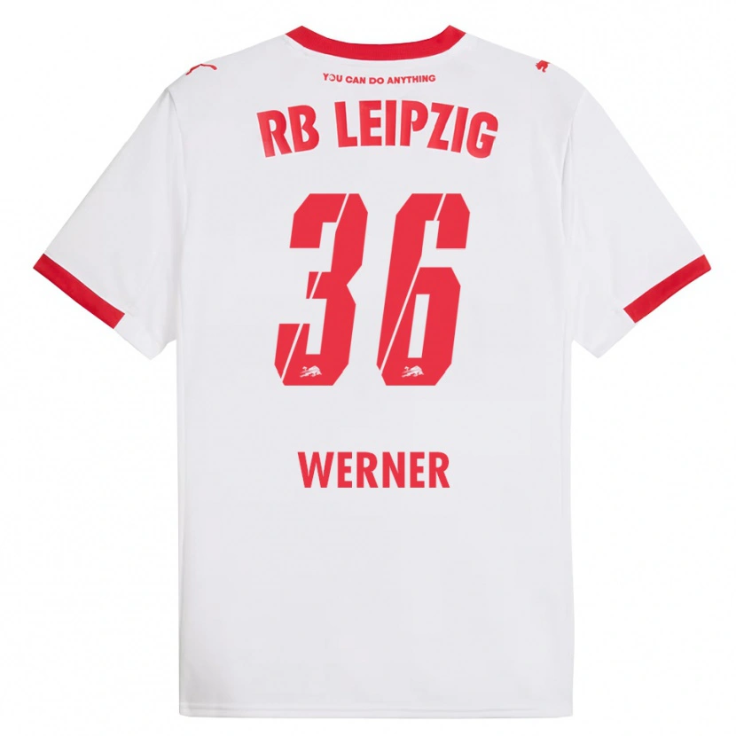 Danxen Mulher Camisola Timo Werner #36 Branco Vermelho Principal 2025/26 Camisa