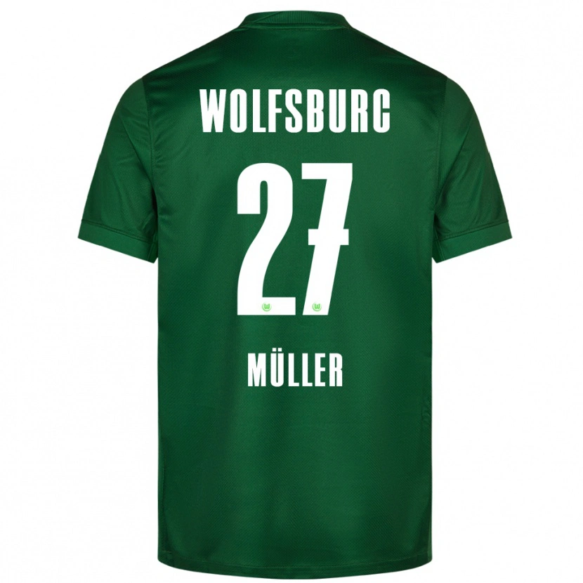 Danxen Mulher Camisola Fabio Müller #27 Verde Branco Principal 2025/26 Camisa