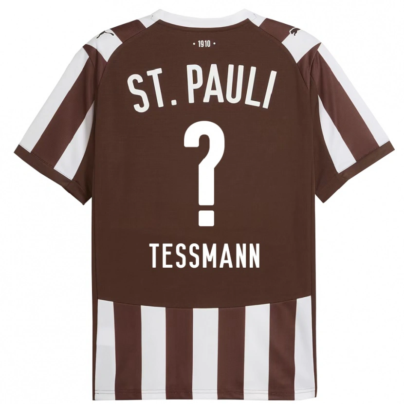 Danxen Mulher Camisola Niklas Teßmann #0 Café Branco Principal 2025/26 Camisa