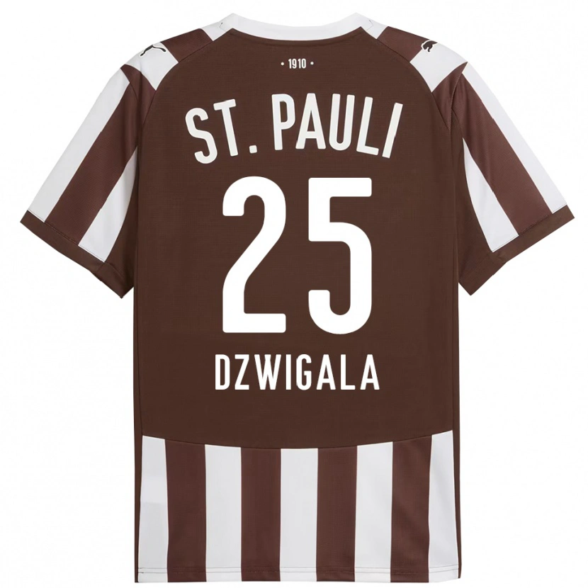 Danxen Mulher Camisola Adam Dzwigala #25 Café Branco Principal 2025/26 Camisa