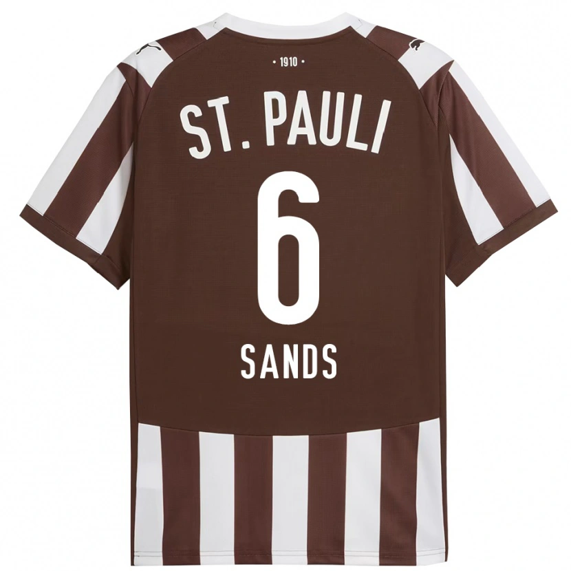 Danxen Mulher Camisola James Sands #6 Café Branco Principal 2025/26 Camisa