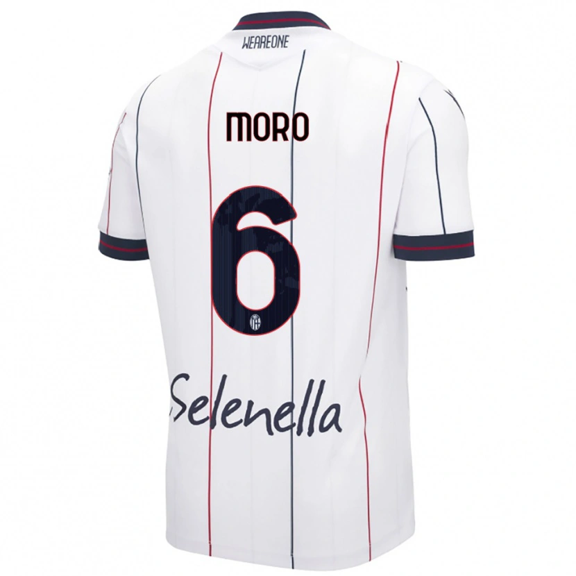 Danxen Mulher Camisola Nikola Moro #6 Branco Azul Royal Alternativa 2025/26 Camisa