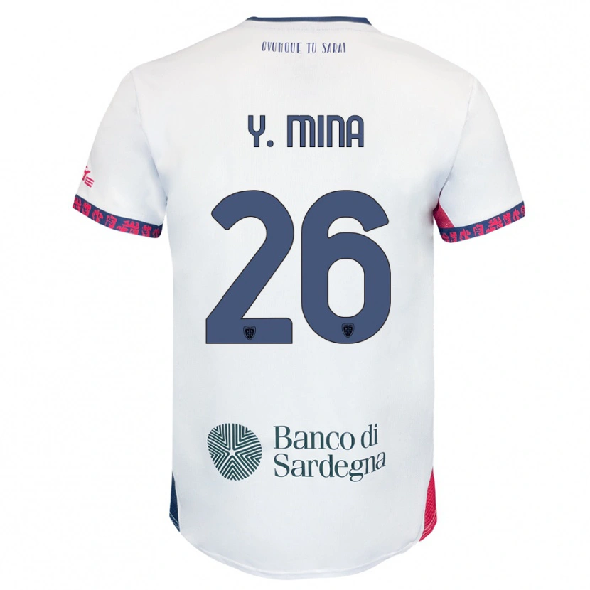 Danxen Mulher Camisola Yerry Mina #26 Branco Marinho Vermelho Alternativa 2025/26 Camisa