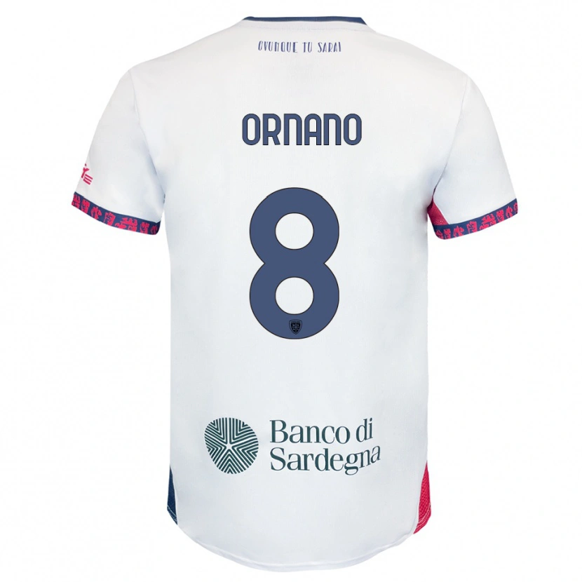 Danxen Mulher Camisola Marco Ornano #8 Branco Marinho Vermelho Alternativa 2025/26 Camisa