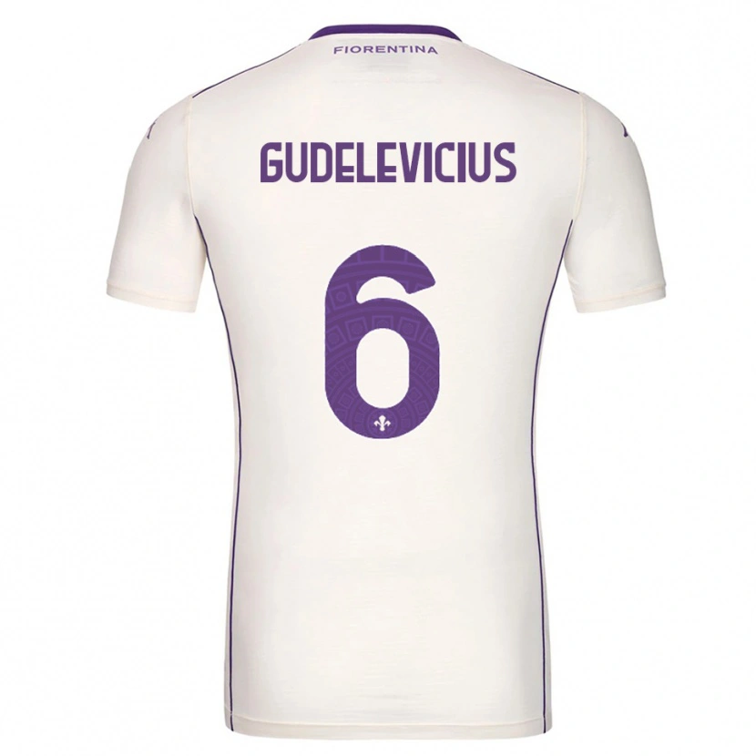 Danxen Mulher Camisola Ernestas Gudelevičius #6 Branco Roxo Vermelho Alternativa 2025/26 Camisa