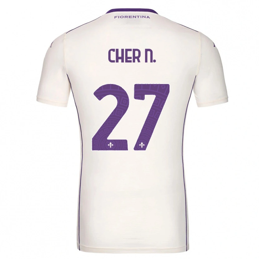 Danxen Mulher Camisola Cher Ndour #27 Branco Roxo Vermelho Alternativa 2025/26 Camisa