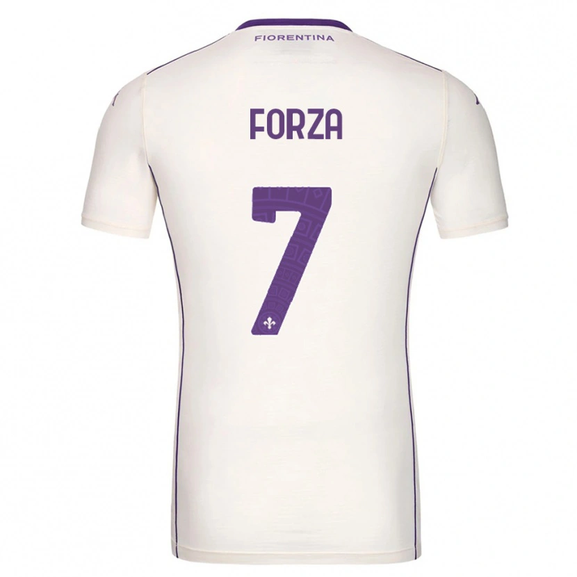 Danxen Mulher Camisola Francesco Forza #7 Branco Roxo Vermelho Alternativa 2025/26 Camisa