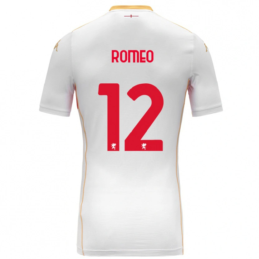 Danxen Mulher Camisola Emanuele Romeo #12 Branco Vermelho Alternativa 2025/26 Camisa
