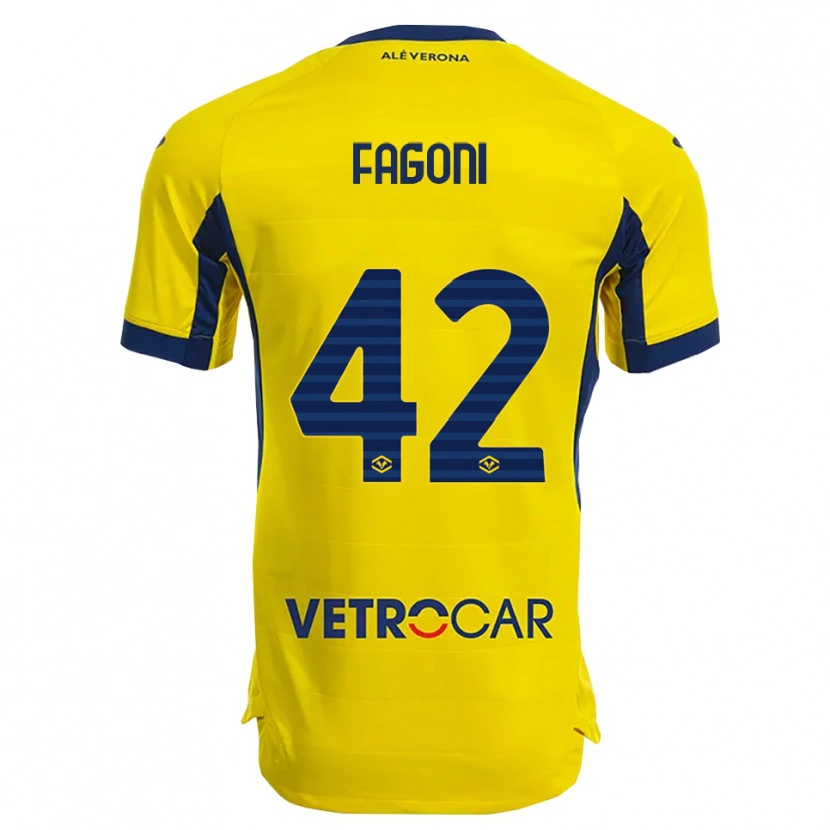 Danxen Mulher Camisola Marco Fagoni #42 Amarelo Marinho Alternativa 2025/26 Camisa