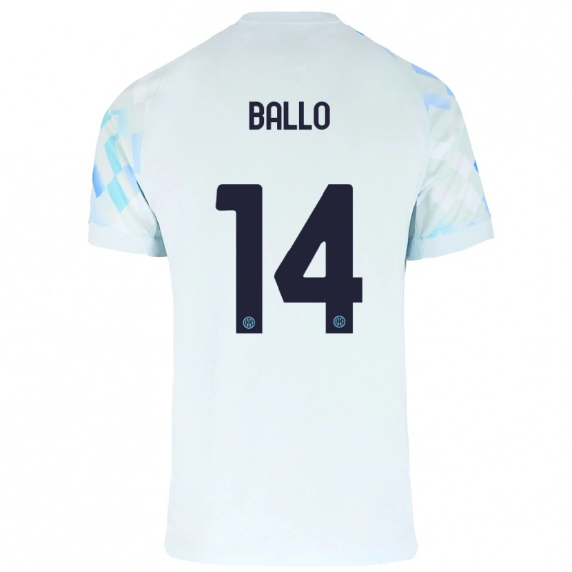 Danxen Mulher Camisola Lamine Ballo #14 Branco Azul Alternativa 2025/26 Camisa