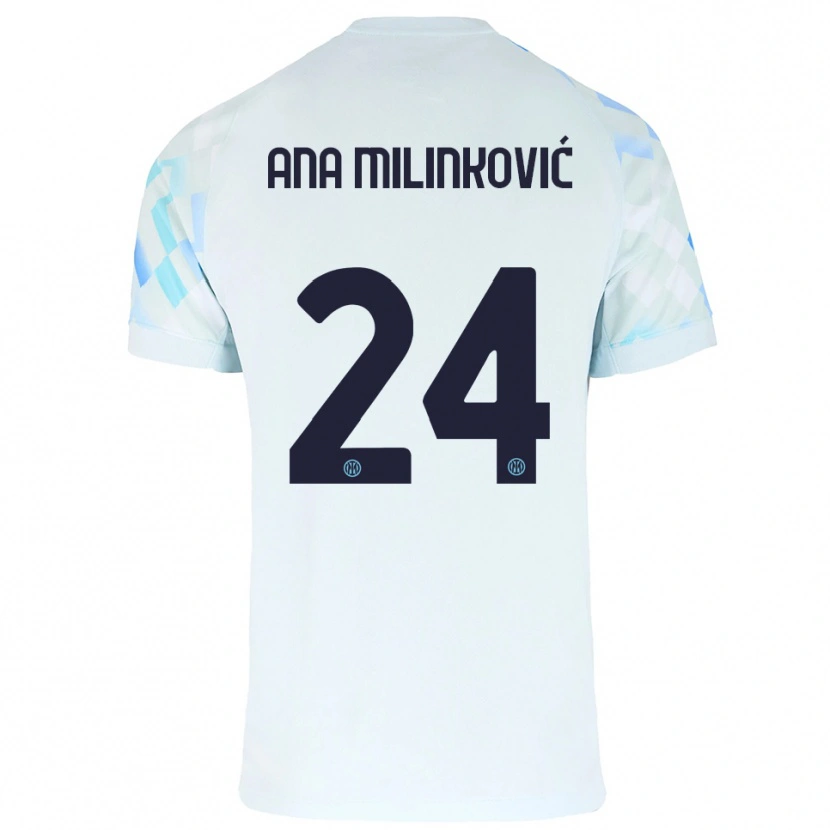 Danxen Mulher Camisola Marija Ana Milinković #24 Branco Azul Alternativa 2025/26 Camisa
