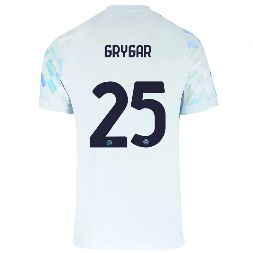Danxen Mulher Camisola Samuel Grygar #25 Branco Azul Alternativa 2025/26 Camisa