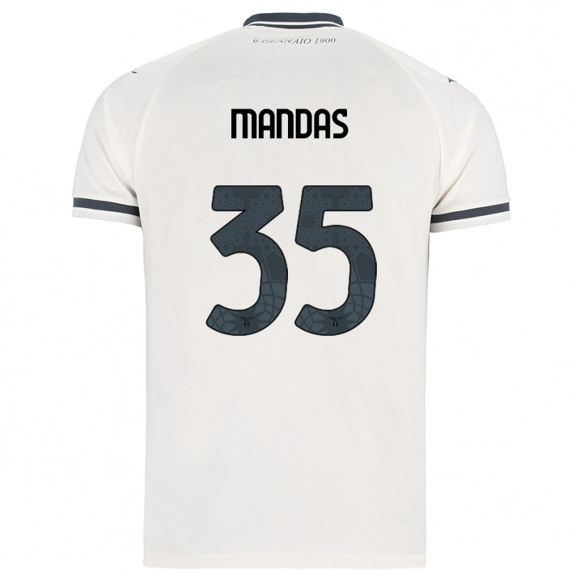 Danxen Mulher Camisola Christos Mandas #35 Branco Marinho Alternativa 2025/26 Camisa