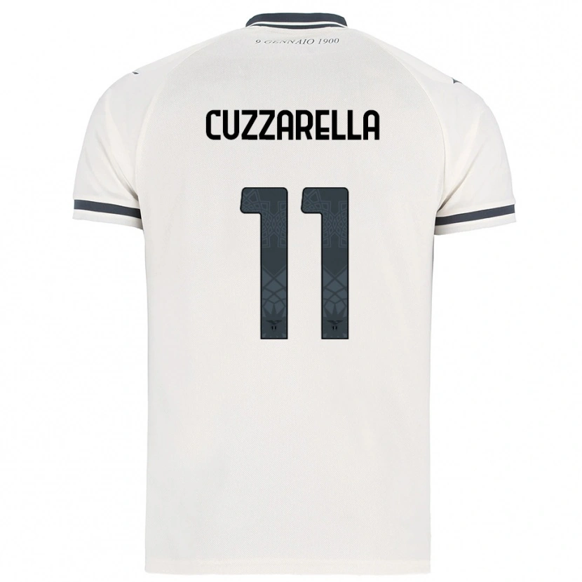 Danxen Mulher Camisola Cristian Cuzzarella #11 Branco Marinho Alternativa 2025/26 Camisa