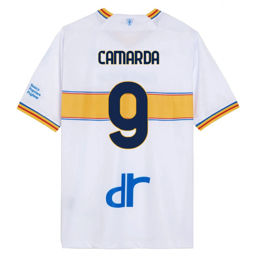 Danxen Mulher Camisola Francesco Camarda #9 Branco Amarelo Alternativa 2025/26 Camisa