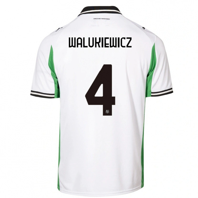 Danxen Mulher Camisola Sebastian Walukiewicz #4 Branco Verde Preto Alternativa 2025/26 Camisa