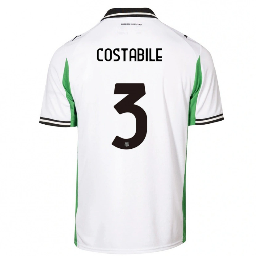 Danxen Mulher Camisola Cristian Costabile #3 Branco Verde Preto Alternativa 2025/26 Camisa