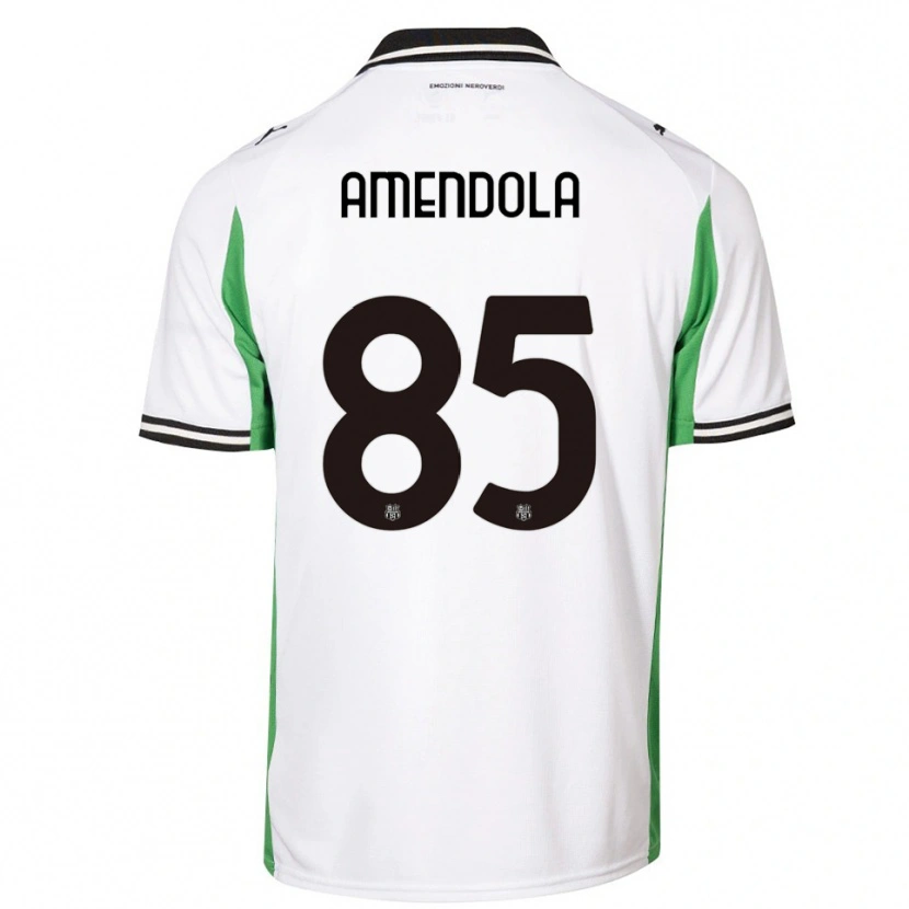 Danxen Mulher Camisola Catello Amendola #85 Branco Verde Preto Alternativa 2025/26 Camisa