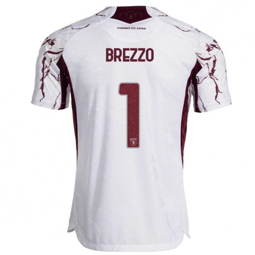 Danxen Mulher Camisola Matteo Brezzo #1 Branco Borgonha Alternativa 2025/26 Camisa