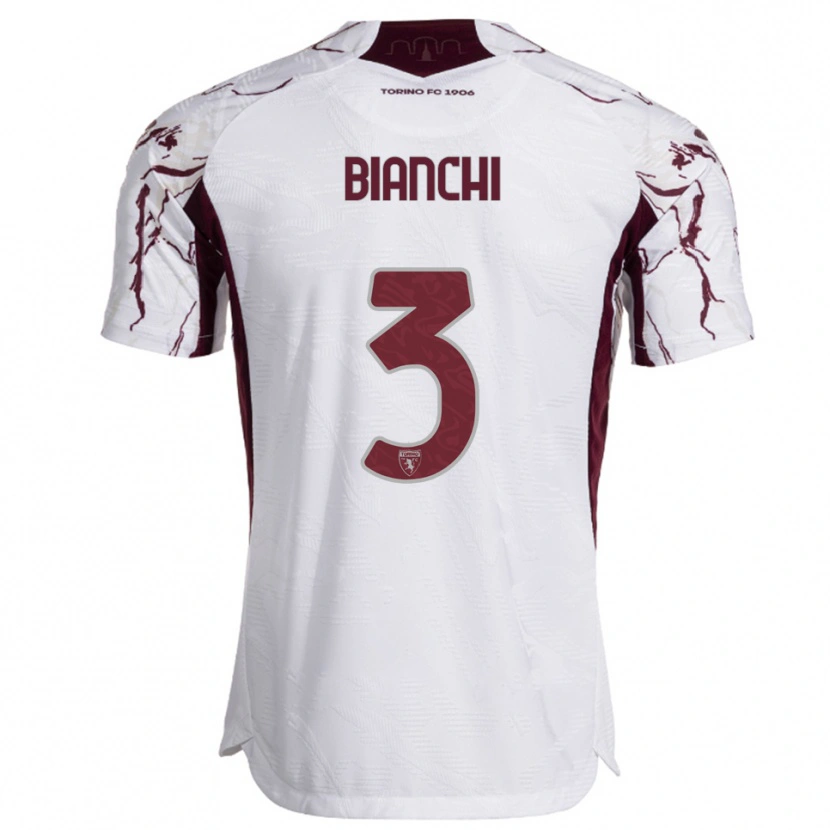 Danxen Mulher Camisola Riccardo Bianchi #3 Branco Borgonha Alternativa 2025/26 Camisa