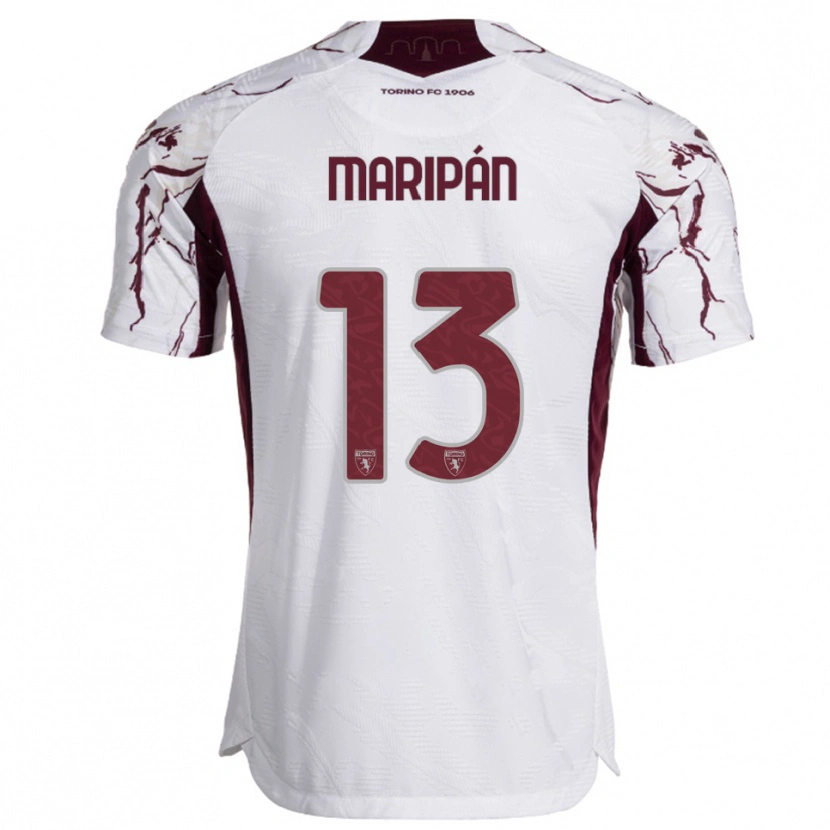 Danxen Mulher Camisola Guillermo Maripán #13 Branco Borgonha Alternativa 2025/26 Camisa
