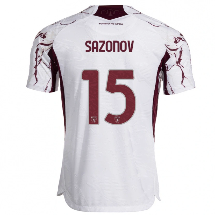 Danxen Mulher Camisola Saba Sazonov #15 Branco Borgonha Alternativa 2025/26 Camisa