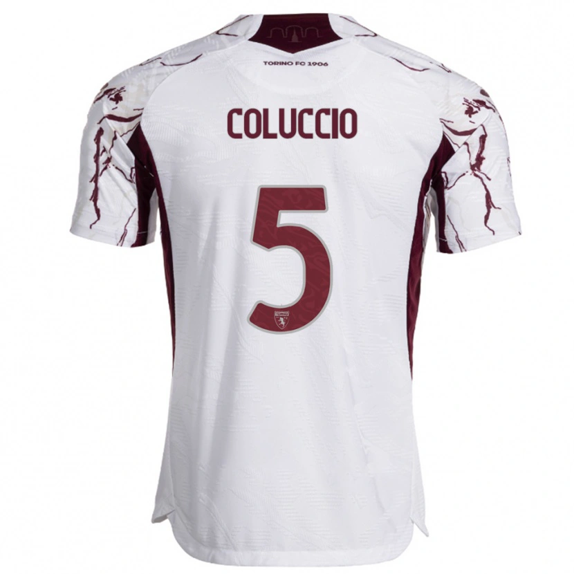 Danxen Mulher Camisola Francesca Coluccio #5 Branco Borgonha Alternativa 2025/26 Camisa